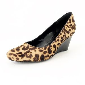 ECCO Leopard Print Calf Hair Wedge Heels